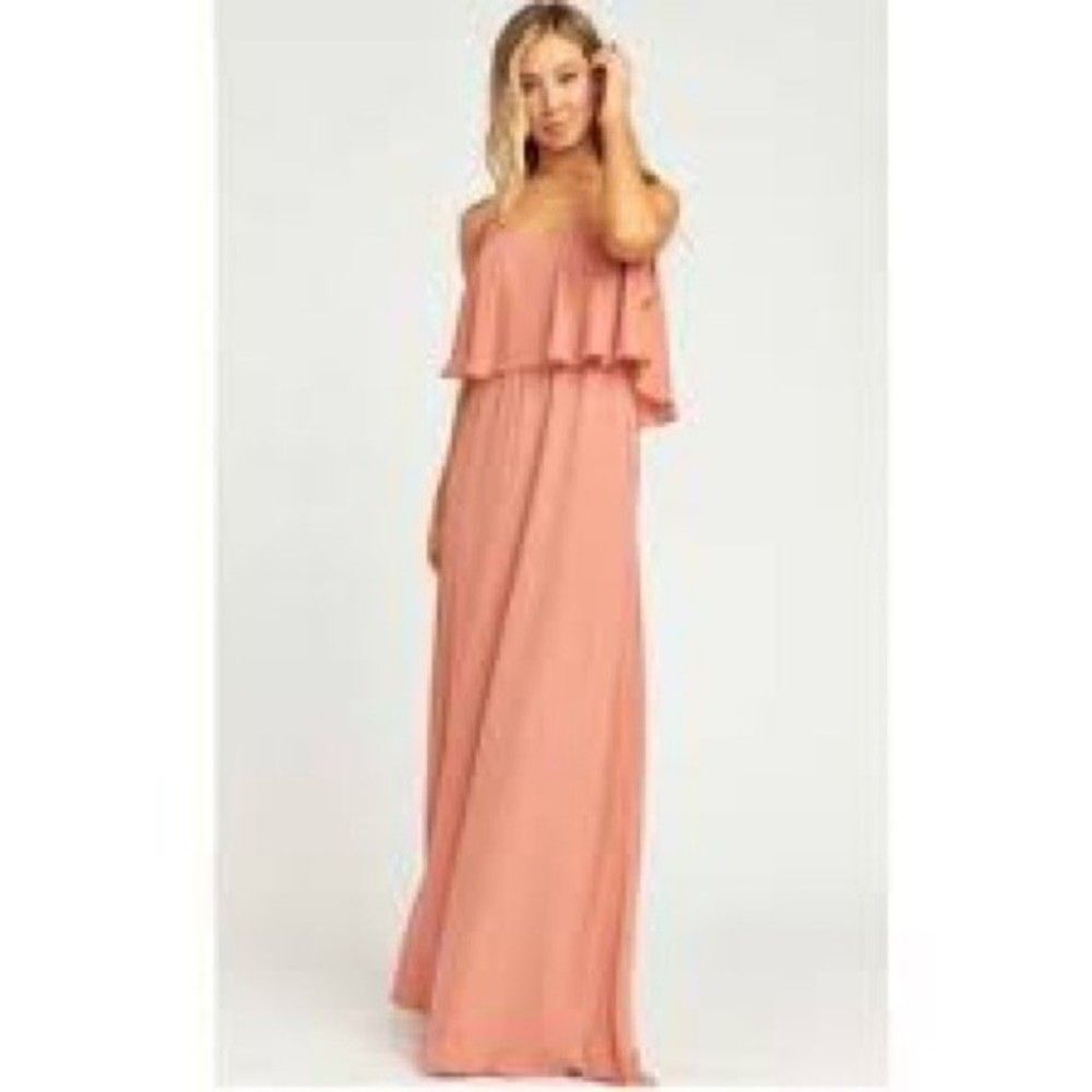 Show Me Your Mumu Caitlin Ruffle Maxi Dress Rustic Maeve Crisp Pink Size Small